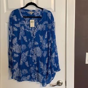 Lucky Brand Floral Flouncy/Bohemian Blouse